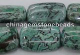 CPT315 15.5 inches 20*30mm rectangle green picture jasper beads