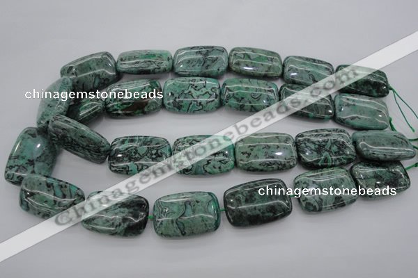 CPT315 15.5 inches 20*30mm rectangle green picture jasper beads