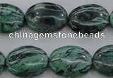 CPT319 15.5 inches 12*16mm oval green picture jasper beads