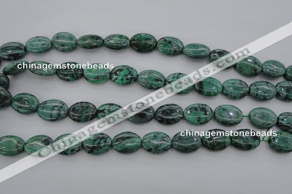 CPT319 15.5 inches 12*16mm oval green picture jasper beads