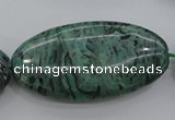 CPT324 15.5 inches 25*50mm oval green picture jasper beads