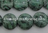 CPT329 15.5 inches 16mm flat round green picture jasper beads