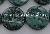 CPT332 15.5 inches 25mm flat round green picture jasper beads