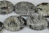 CPT356 15.5 inches 18*25mm oval grey picture jasper beads