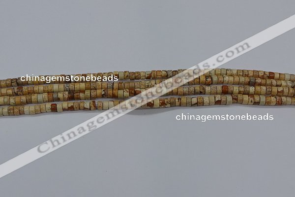 CPT461 15.5 inches 2*4mm heishi picture jasper beads wholesale