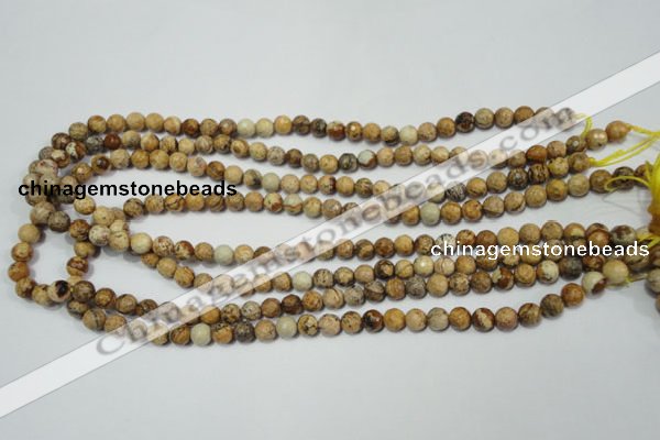 CPT501 15.5 inches 6mm faceted round picture jasper beads wholesale