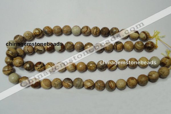 CPT503 15.5 inches 10mm faceted round picture jasper beads wholesale