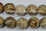 CPT505 15.5 inches 14mm faceted round picture jasper beads wholesale