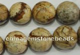 CPT506 15.5 inches 16mm faceted round picture jasper beads wholesale