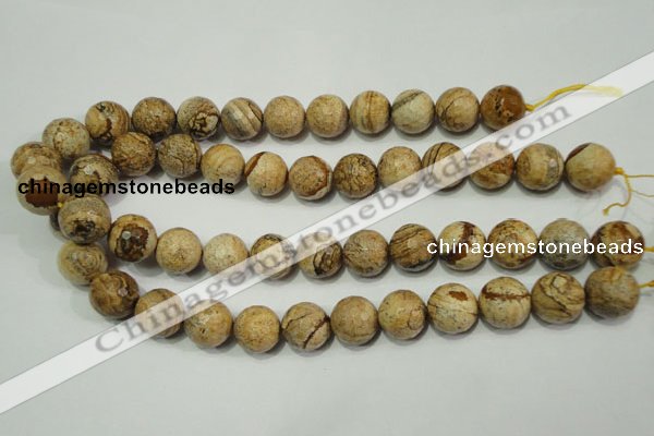 CPT506 15.5 inches 16mm faceted round picture jasper beads wholesale