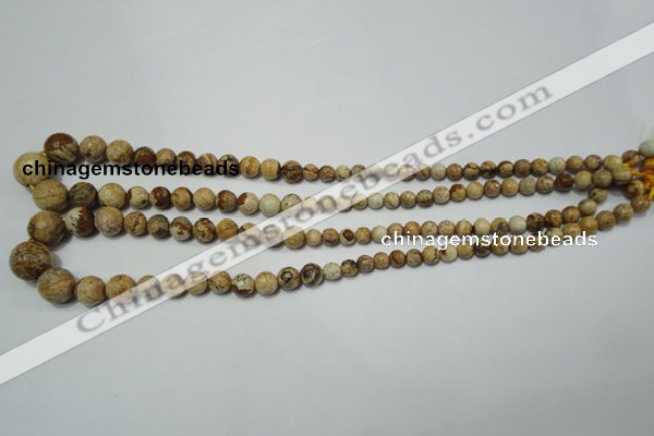 CPT510 15.5 inches 6mm – 14mm faceted round picture jasper beads