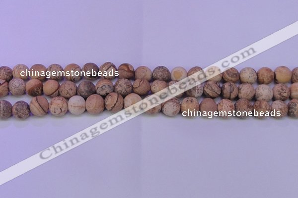 CPT523 15.5 inches 10mm round matte picture jasper beads