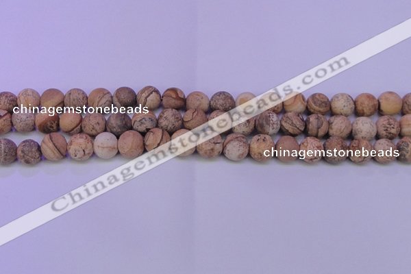 CPT524 15.5 inches 12mm round matte picture jasper beads