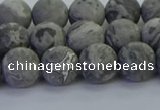 CPT572 15.5 inches 8mm round matte grey picture jasper beads