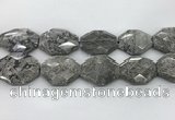 CPT582 30*40mm - 32*42mm faceted octagonal grey picture jasper beads