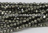 CPY03 16 inches 4mm faceted round pyrite gemstone beads wholesale