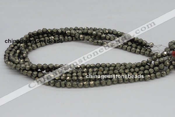 CPY04 16 inches 6mm faceted round pyrite gemstone beads wholesale