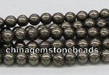 CPY05 16 inches 6mm round pyrite gemstone beads wholesale