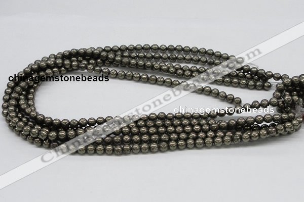 CPY05 16 inches 6mm round pyrite gemstone beads wholesale