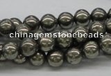 CPY06 16 inches 8mm round pyrite gemstone beads wholesale