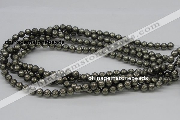 CPY06 16 inches 8mm round pyrite gemstone beads wholesale