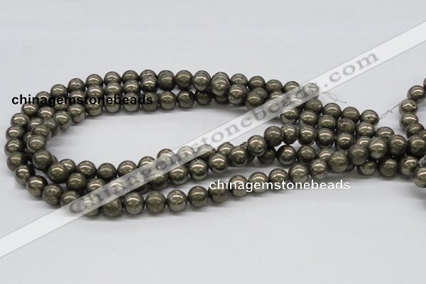 CPY07 16 inches 10mm round pyrite gemstone beads wholesale