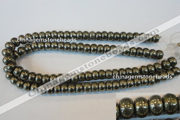 CPY102 15.5 inches 8*12mm rondelle pyrite gemstone beads wholesale