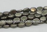 CPY11 16 inches 6*8mm oval pyrite gemstone beads wholesale