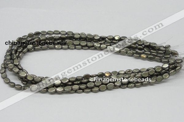 CPY11 16 inches 6*8mm oval pyrite gemstone beads wholesale