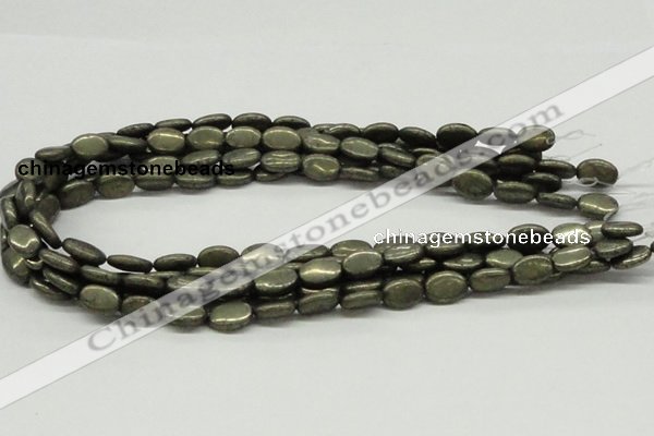 CPY12 16 inches 10*14mm oval pyrite gemstone beads wholesale