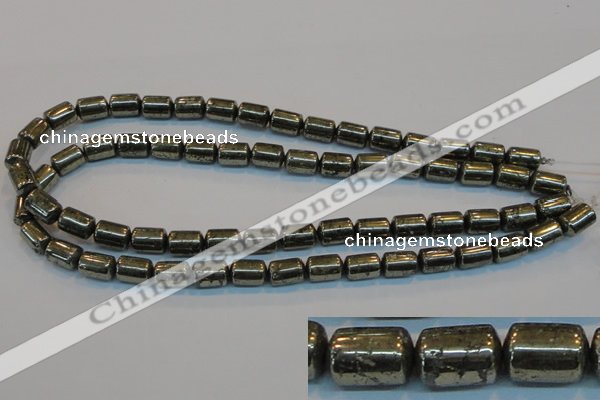 CPY122 15.5 inches 8*12mm tube pyrite gemstone beads wholesale