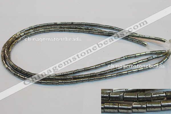 CPY125 15.5 inches 4*6mm tube pyrite gemstone beads wholesale