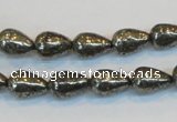 CPY132 15.5 inches 8*12mm teardrop pyrite gemstone beads wholesale