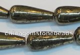 CPY135 15.5 inches 12*30mm teardrop pyrite gemstone beads wholesale