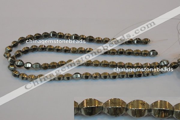 CPY142 15.5 inches 8*10mm rice pyrite gemstone beads wholesale