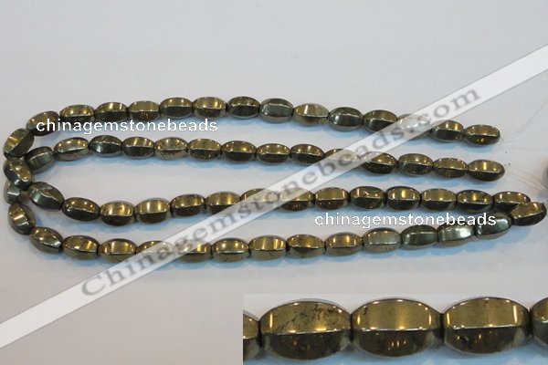 CPY144 15.5 inches 8*14mm rice pyrite gemstone beads wholesale