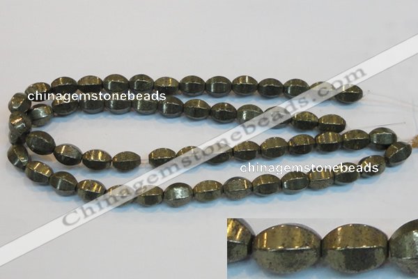 CPY145 15.5 inches 10*14mm rice pyrite gemstone beads wholesale