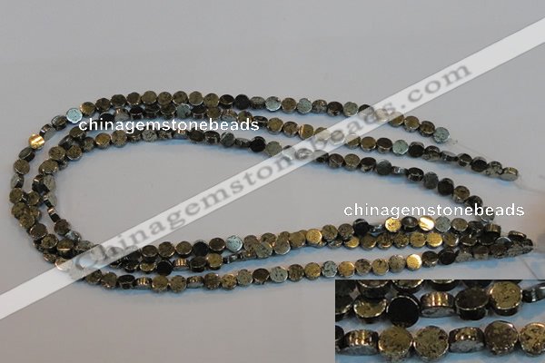 CPY150 15.5 inches 6mm coin pyrite gemstone beads wholesale