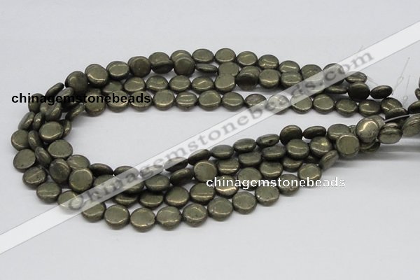 CPY17 16 inches 12mm coin pyrite gemstone beads wholesale