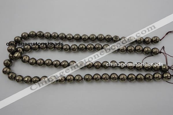 CPY204 15.5 inches 10mm round pyrite gemstone beads wholesale