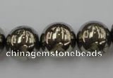 CPY207 15.5 inches 16mm round pyrite gemstone beads wholesale