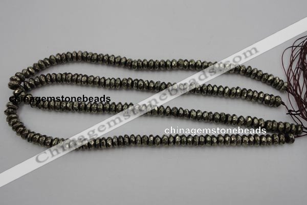 CPY215 15.5 inches 4*8mm faceted rondelle pyrite gemstone beads