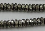 CPY216 15.5 inches 4*10mm faceted rondelle pyrite gemstone beads