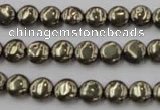 CPY220 15.5 inches 8mm flat round pyrite gemstone beads wholesale