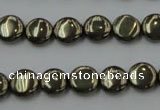 CPY221 15.5 inches 10mm flat round pyrite gemstone beads wholesale