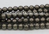 CPY23 16 inches 4mm round pyrite gemstone beads wholesale