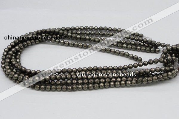 CPY23 16 inches 4mm round pyrite gemstone beads wholesale