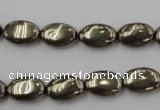 CPY231 15.5 inches 8*12mm oval pyrite gemstone beads wholesale