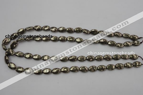 CPY231 15.5 inches 8*12mm oval pyrite gemstone beads wholesale