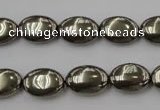 CPY232 15.5 inches 10*14mm oval pyrite gemstone beads wholesale